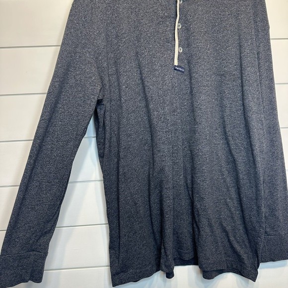 Lauren James Boyfriend Tee XL Gray Blue Henley Long Sleeve Oversized Shirt 2X - Picture 4 of 6